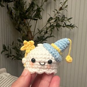 🩵NEW Cute Blue & Yellow Crochet Ghost🩵